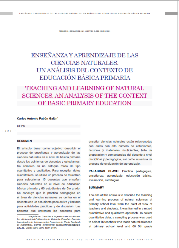 APRENDIZAJE DE LAS CIENCIAS I